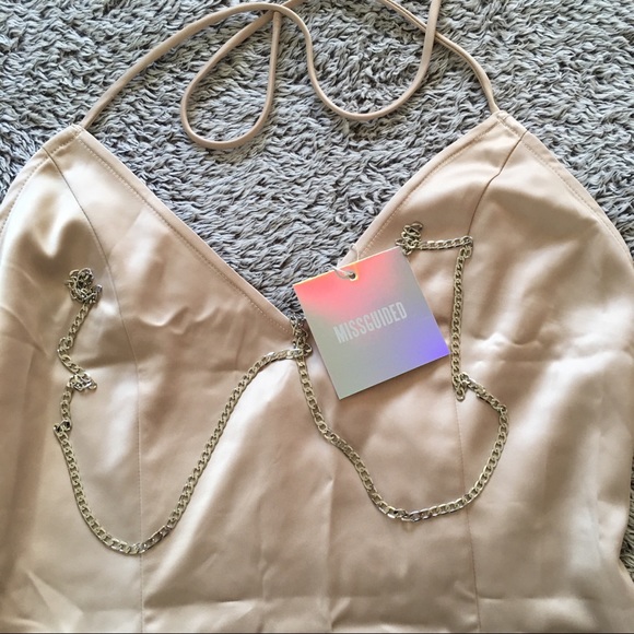 NWT MISSGUIDED Silky Chain Strap Midi Dress - Picture 8 of 8